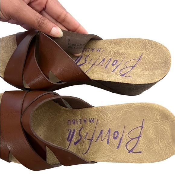 Blowfish Brown Crisscross wedge slip on cork sandals - Picture 4 of 6